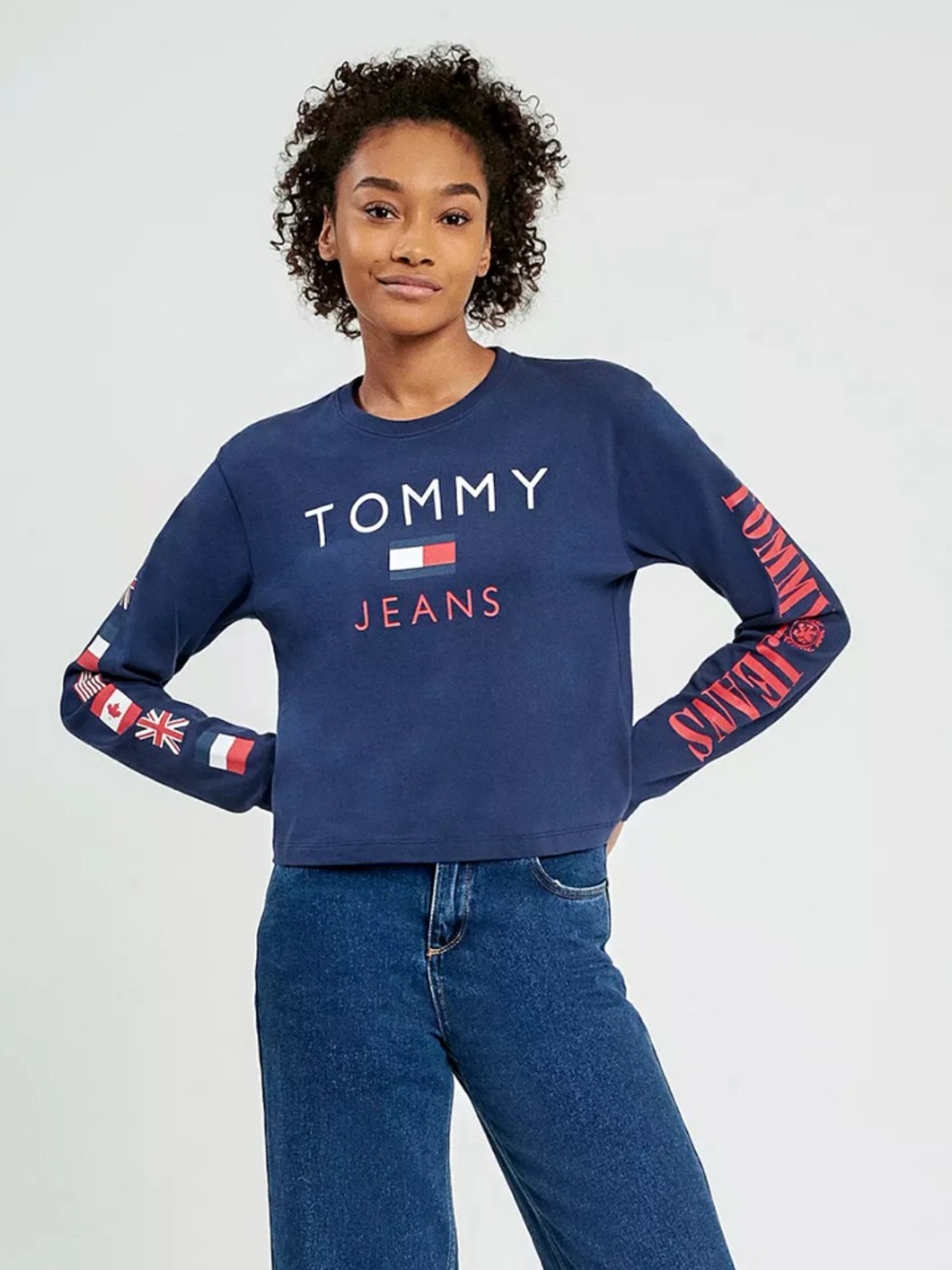 Tommy Hilfiger Navy Short Sleeve Logo Tee with Red & White Accents